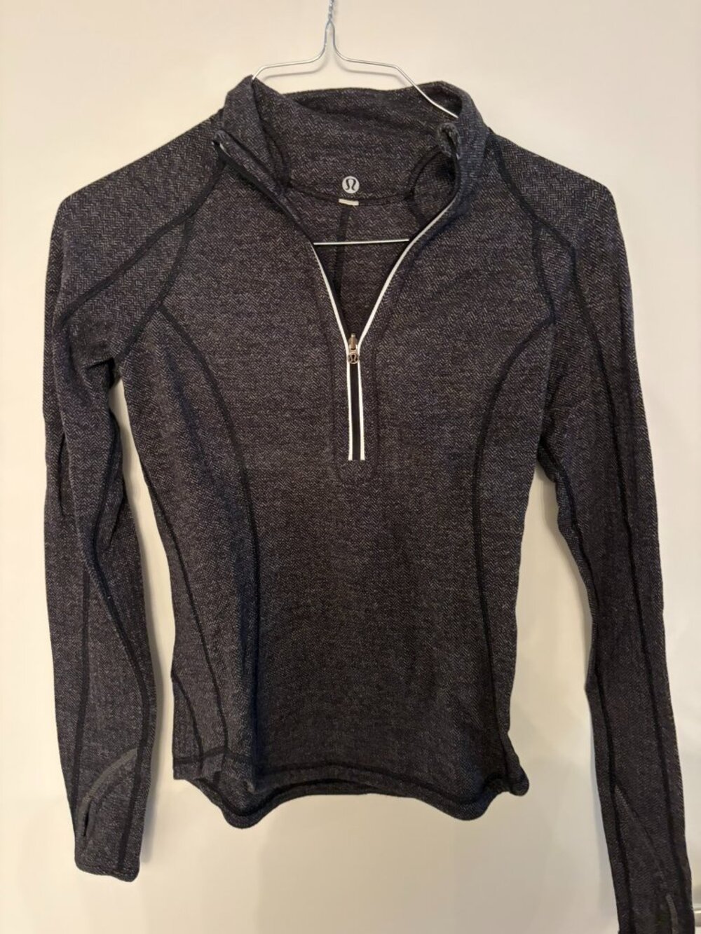 Lululemon Runderful 1/2 Zip and Wunderunder SET Herringbone Black Grey Size 6